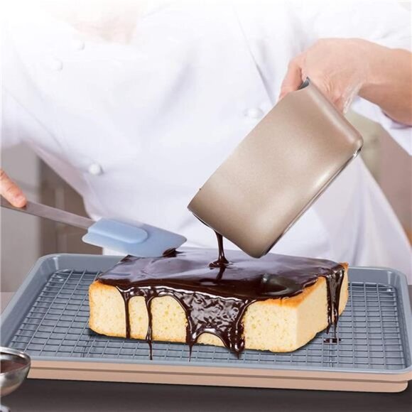 Baking Sheet with Rack Set (2 Pans + 2 Racks) (Apricot & Grey) - Picture 2 of 7